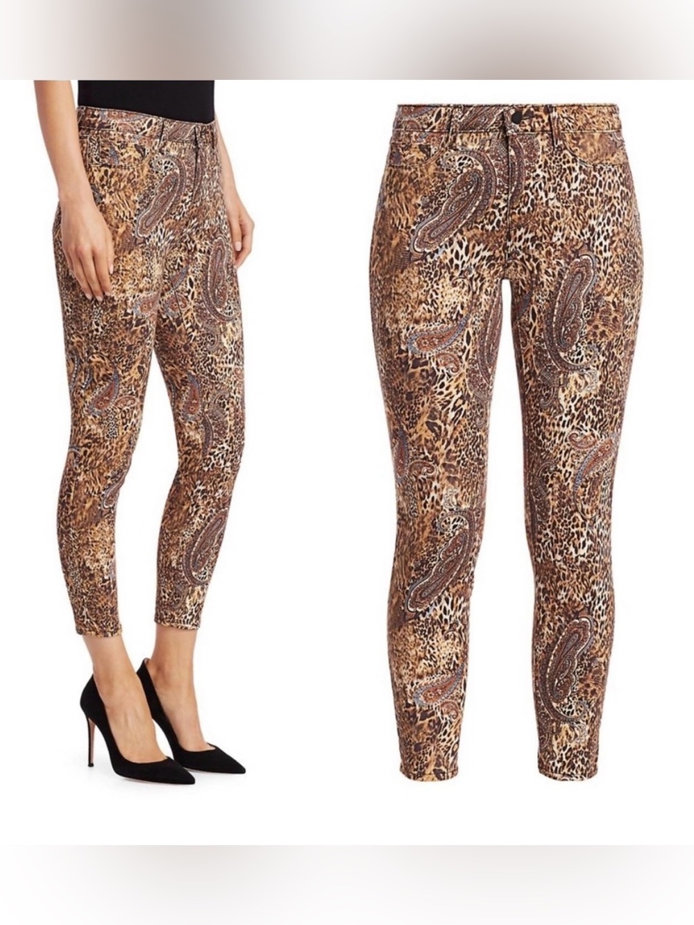 New! LAgence Margot Leopard Paisley Printed High Rise Skinny Ankle Jeans 28
